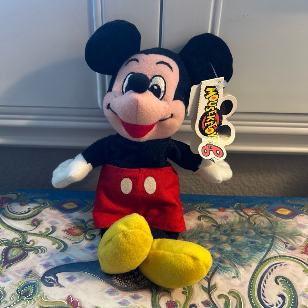 Vintage Mickey Mouse 9" plush with Disney Mousketoys tag, Pre-Owned